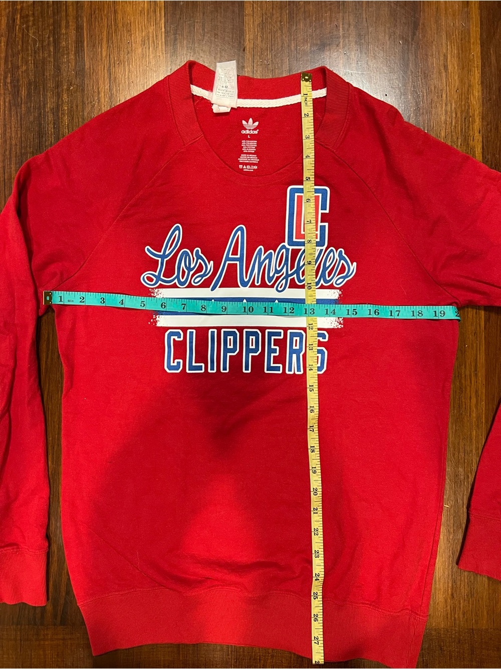 Adidas Los Angeles Clippers Crewneck Sweatshirt Red with Blue & White Accents - Picture 3 of 4
